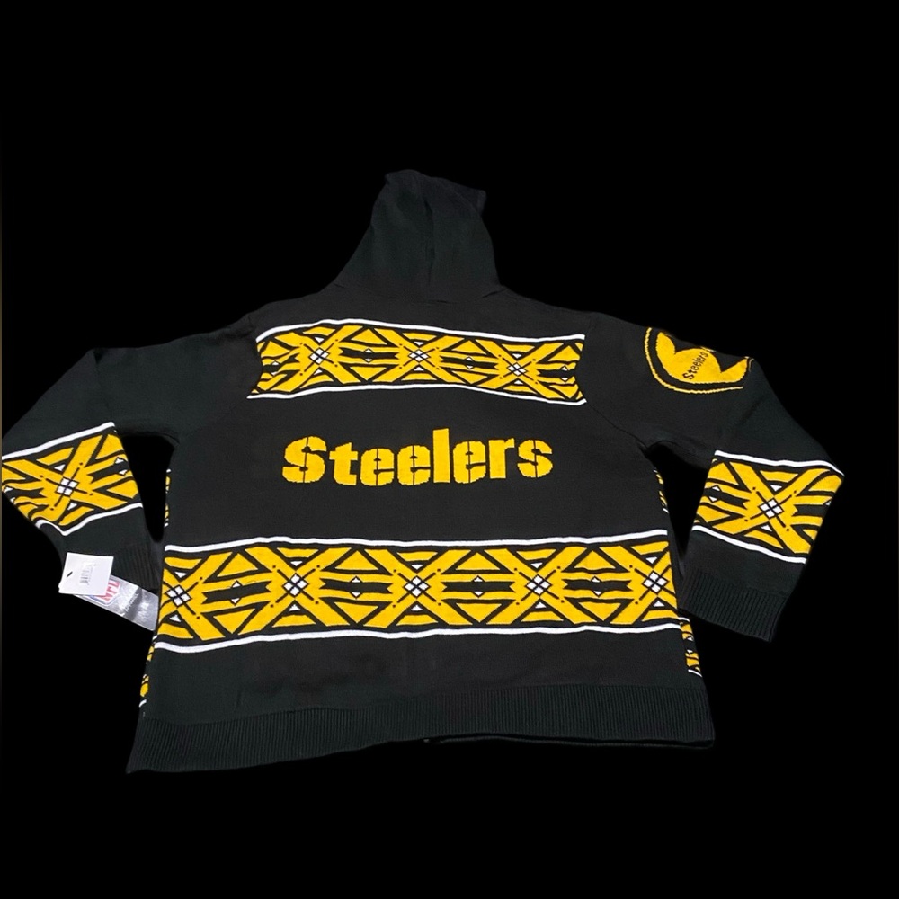 Men’s Pittsburg Steelers Logo Hooded Zippered Sweater with Pockets XL NWT